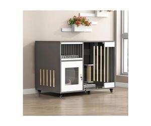 FZZIBQYR Recinto per Gatti in Legno con Ruote - Villa per Interni ed Esterni per la Sicurezza e Il Comfort degli Animali Domestici