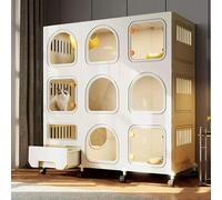 FZZIBQYR Recinto per Gatti multilivello, condominio per Gatti da Interno, casetta modulare per Gatti con Spazio per la lettiera, Villa Mobile per Animali Domestici con Ruote, recinti Staccabili, gabb