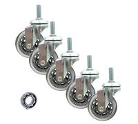 FZZIBQYR Rotelle per Sedia da Ufficio, girevoli in Poliuretano, con Doppio Cuscinetto, per mobili, con Stelo Standard, proteggono Il Pavimento, Scorrimento Silenzioso, carico 225 kg, Confezione da 5