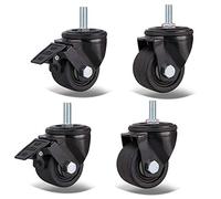 FZZIBQYR Ruote girevoli per mobili Resistenti, Doppio Cuscinetto, industriali, Ruote di Ricambio in Nylon per banco da Lavoro, Carrello, Attrezzatura, Stelo filettato M16x25mm, 4 Pezzi (Freno + unive