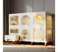 FZZIBQYR Villa per Gatti e Gabbia per Gatti da Interno con lettiera, recinto per Gatti a 2/3 Livelli, Cuccia per Gatti, recinto per Animali Domestici Pieghevole per Amici felini Felici (Bianco, 105 *