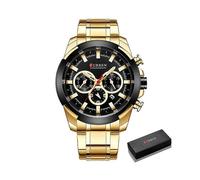 (G b box) Orologio da polso al quarzo da uomo in acciaio militare, cronografo