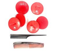 G.B.S Morbido massaggiatore per cuoio capelluto, confezione da 6 pettini morbidi tascabili da 17,8 cm e pettine a coda da 20,3 cm per capelli, spazzola per cuoio capelluto, shampoo, custode dei