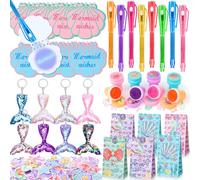 G.C Sirena Gadget Compleanno Bambina Regalini Fine Festa Compleanno con Penna Invisibile Portachiavi Taccuino Scratch Art Timbri Sirena Pignatta Regalini Compleanno Bambini Invitati