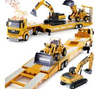 G.C Veicoli da Cantiere Giocattolo per Bambini con Escavatore Bulldozer, 1:40 Camion Trasportatore con Suoni e Luci Camion da Cantiere Macchinine Giocattolo Regalo per Bambino 3 4 5 6 7 Anni