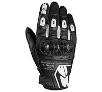 G-CARBON, Guanti da Moto, Colore Nero e Bianco, Taglia S, con Touchscreen Capacitivo e Imbottiture Protettive, Guanti da Moto in Pelle Resistenti all'Abrasione e Traspiranti