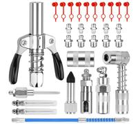 G Coupler - Set di 30 adattatori per pressa grasso, con tubo da 30 cm e inserto per lubrificatore, attacco per capezzolo, 8 tipi, bocchino universale