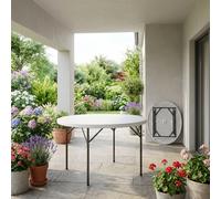 Giardini del Re Tavolo Pieghevole Rotondo 122 in Acciaio e Polietilene colore Bianco - HDPE 122