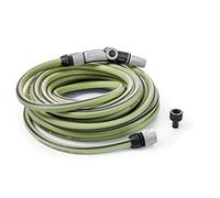 G.F. SRL Tubo RECO, 25 m di Tubo per l'irrigazione Ø 5/8” in PLASTICA Riciclata in Kit (Lancia ergonomica 3 getti, raccordi, Presa Rubinetto). Made in France. Colore Verde Lime
