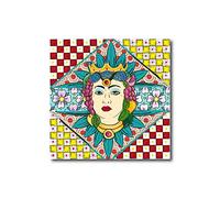 G-factory design Quadri Moderni, Stampa su Tela Testa di Moro Donna, Stile Siciliano, Sicilian Art, 50 x 50 cm, Misure Personalizzabili su Richiesta.