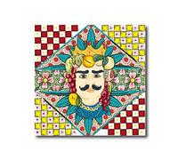 G-factory design Quadri Moderni, Stampa su Tela Testa di Moro, Stile Siciliano, Sicilian Art, 50 x 50 cm, Misure Personalizzabili su Richiesta.