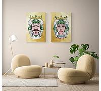 G-factory design Set 2 Quadri Teste di moro decorazioni Verdi sfondo oro 60x90