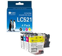 G&G LC521VAL Cartucce compatibili con Brother LC521 per Brother DCP-J1260W DCP-J1310DW DCP-J1460DW DCP-J1313DW DCP-J1360DW (nero, ciano magenta giallo)
