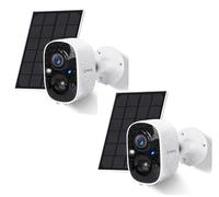 G-Homa Telecamera di sorveglianza esterna con pannello solare, senza fili, telecamera WiFi, per esterni, sorveglianza solare WiFi, rilevatore di movimento PIR, standby, archiviazione cloud/SD, 2K