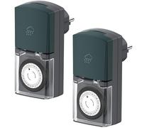 G-Homa, Timer da esterno, 2 pezzi, timer meccanico 24 ore, con sicurezza per bambini e coperchio di protezione, impermeabile IP44, per illuminazione, decorazione di Natale, presa e presa tedesca.