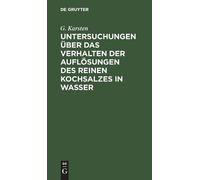 G Karsten Untersuchungen Über Das Verhalten Der Auflösungen D (Copertina rigida)