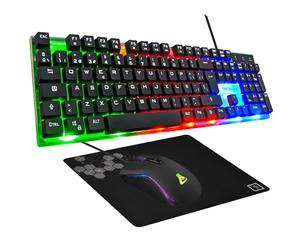 G-Lab Combo Yttrium - Set di tastiera e mouse da gioco, Combo 3 in 1 con tastiera da gioco QWERTY 105 tasti, mouse da gamer 2600 dpi, tappetino per mouse gamer - PC/PS4/PS5 (nuova versione)