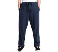 G-LIKE Kung Fu Training - Pantaloni di lino tradizionali da combattimento cinese, Wushu Taichi Wing Chun Harem, da uomo, per il tempo libero, per la primavera e l'estate, stile retrò, Blu, XL