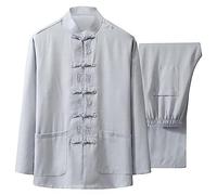 G-like Kungfu Tang - Tradizionale arti marziali cinesi Taichi Shaolin Wushu Qigong, maniche lunghe, ricamate, per il tempo libero, abbigliamento uniforme (grigio, L)
