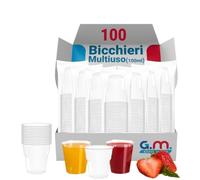G.M. DISTRIBUZIONE 100 Bicchieri da 100 Ml Trasparenti in PS Riutilizzabile, Lavabili, Per Caffè, Liquori, Amari, Vino, Superalcolici, Bicchieri Multiuso per Bar e Lounge Bar