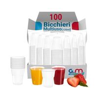 G.M. DISTRIBUZIONE 100 Bicchieri da 120 Ml Trasparenti in PS Riutilizzabile, Lavabili, Per Caffè, Liquori, Amari, Vino, Superalcolici, Bicchieri Multiuso per Bar e Lounge Bar