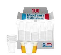 G.M. DISTRIBUZIONE 100 Bicchieri Monouso da 200 Ml in Plastica Trasparente PET, Bicchieri Usa e Getta per Acqua, Birra, Vino, Yogurt, Bicchieri Multiuso Monouso per Bar e Lounge Bar