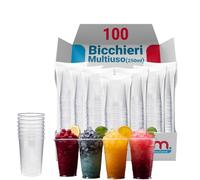 G.M. DISTRIBUZIONE 100 Bicchieri Monouso da 250 Ml in Plastica Trasparente PET, Bicchieri Usa e Getta per Acqua, Birra, Vino, Yogurt, Bicchieri Multiuso Monouso per Bar e Lounge Bar
