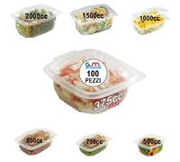 G.M. DISTRIBUZIONE 100 Vaschette per Alimenti Ondabox - Formato 375 Ml - Contenitori Ermetici per Alimenti Caldi, Salvaliquidi, Riutilizzabili - Contenitori per Microonde