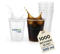 G.M. DISTRIBUZIONE 1000 Bicchieri da 200 Ml Trasparente in PP Riutizzabile, Lavabili, per Cocktail, Birra, Granite, Frappe, Bicchieri Multiuso per Bar e Lounge Bar