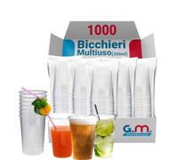 G.M. DISTRIBUZIONE 1000 Bicchieri da 350 Ml Trasparenti in PP Riutilizzabile, Lavabili, per Cocktail, Birra, Granite, Frappe, Bicchieri Multiuso per Bar e Lounge Bar