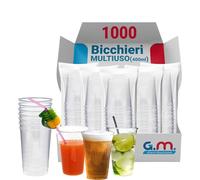 G.M. DISTRIBUZIONE 1000 Bicchieri da 400 Ml Trasparenti in PP Riutilizzabile, Lavabili, Per Cocktail, Birra, Granite, Frappe, Bicchieri Multiuso per Bar e Lounge Bar