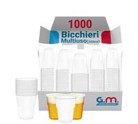 G.M. DISTRIBUZIONE 1000 Bicchieri Kristal da 200ml in PS Trasparente, Riutilizzabili, Per Aranciata, Gassosa, Birra, Vino, Superalcoolici, Bicchieri Multiuso Riutilizzabili, Per Bar e Lounge Bar