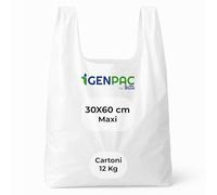 G.M. DISTRIBUZIONE 12 Kg Buste Spesa, Misura 30x60 cm, Biodegradabili Bianche con Manico, Circa 450 Pezzi Totali, Shopper Compostabili per Alimenti, Sacchetti Extra Resistenti (MISURA MAXI)