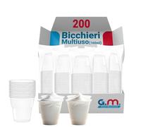 G.M. DISTRIBUZIONE 200 Bicchieri Kristal da 160ml in PS Trasparente, Riutilizzabili, Per Yogurt, Cocktail, Vini bianchi e rossi, Liquori, Bicchieri Multiuso Riutilizzabili, Per Bar e Lounge Bar