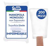 G.M. DISTRIBUZIONE 200 Manopole non Saponate usa e getta Impermeabili, Per la Detersione e l’igiene di Pazienti Anziani ed Allettati, Guanto Monouso Lavapaziente, Interno Impermeabile
