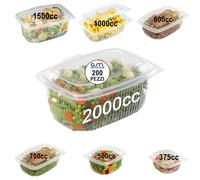 G.M. DISTRIBUZIONE 200 Vaschette per Alimenti Caldi Ondabox - Formato 2000 Ml - Contenitori Ermetici per Alimenti Caldi, Salvaliquidi, Riutilizzabili - Contenitori per Microonde