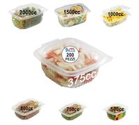 G.M. DISTRIBUZIONE 200 Vaschette per Alimenti Ondabox - Formato 375 Ml - Contenitori Ermetici per Alimenti Caldi, Salvaliquidi, Riutilizzabili - Contenitori per Microonde