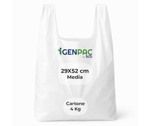 G.M. DISTRIBUZIONE 4 Kg Buste Spesa, Misura 29x52 cm, Biodegradabili Bianche con Manico, Circa 250 Pezzi, Shopper Compostabili per Alimenti, Sacchetti Extra Resistenti (MISURA MEDIA)