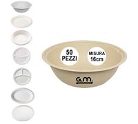 G.M. DISTRIBUZIONE 50 Ciotole Tonde Colore Avana in Polpa di Cellulosa 16cm, Ideale per Cibi Caldi e Freddi, Ciotole Impermeabili e Adatte al Micronde, Biodegrabile e Compostabile