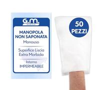 G.M. DISTRIBUZIONE 50 Manopole non Saponate usa e getta Impermeabili, Per la Detersione e l’igiene di Pazienti Anziani ed Allettati, Guanto Monouso Lavapaziente, Interno Impermeabile