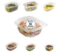 G.M. DISTRIBUZIONE 50 Vaschette per Alimenti Caldi Ondabox - Formato 375 Ml - Contenitori Ermetici per Alimenti Caldi, Salvaliquidi, Riutilizzabili - Contenitori per Microonde