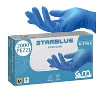 G.M. DISTRIBUZIONE GM 2000 Guanti Nitrile Blu M senza polvere, senza lattice, ipoallergenici, Guanti Monouso Nitrile per Ospedali, Estetisti, Case di Cura e Pulizia della Casa
