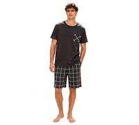 G.N Dreamer Pigiama a Maniche Corte da Uomo - Pigiama da 2 Pezzi in Cotone Morbido e Traspirante, Scollo Tondo, Manica Corta, a Quadri, Casual, da casa