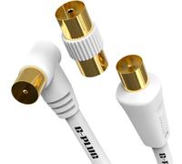G-PLUG 0.5m Cavo Antenna TV Coassiale Angolo Retto con Adattatore Femmina-Femmina - IEC RF Maschio-Maschio - Connettori Placcati Oro - Per TV/Decoder, DVB-T/T2, Radio FM/DAB