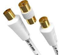 G-PLUG 10m Cavo Antenna TV Coassiale Dritto con Adattatore Femmina-Femmina - IEC RF Maschio-Maschio - Connettori Placcati Oro - Per TV/Decoder, DVB-T/T2, Radio FM/DAB
