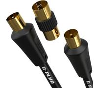G-PLUG 3m Cavo Antenna TV Coassiale Dritto con Adattatore Femmina-Femmina - IEC RF Maschio-Maschio - Connettori Placcati Oro - Per TV/Decoder, DVB-T/T2, Radio FM/DAB