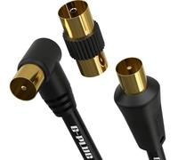 G-PLUG 5m Cavo Antenna TV Coassiale Angolo Retto con Adattatore Femmina-Femmina - IEC RF Maschio-Maschio - Connettori Placcati Oro - Per TV/Decoder, DVB-T/T2, Radio FM/DAB