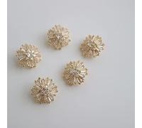 G-RUI 5pc/lotto Bottoni di Cristallo di Lusso per i Vestiti Cubic Zirconia Metallo Gambo Pulsante per Cappotto Decorativo CZ Cucire Bottoni per Camicie (CX-019-Golden)