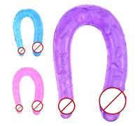 G Sopt Nessun Vibratore Sesso U Forma Doppio Grande Dildo Realistico Vagina Peni Anale Dildos Del Pene Artificiali Giocattoli Del Sesso Per Le Donne (Viola)