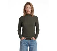 G-STAR A Line Slim Rib Mock t LS Wmn, Grigio (Asfalt D26905-e136-995), XXS